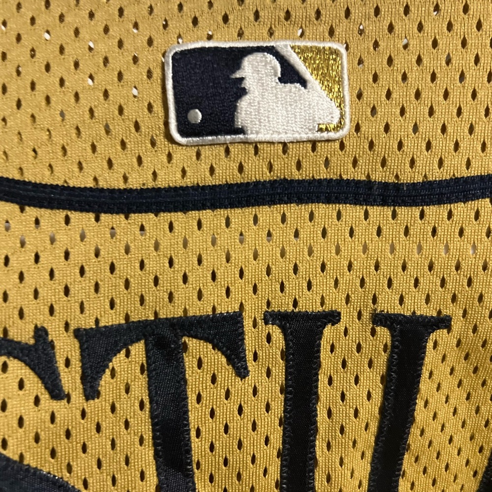 MLB Gold Mesh Jersey with Navy Accents